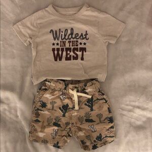 The Children's Place Cream and Tan Kids Matching Set